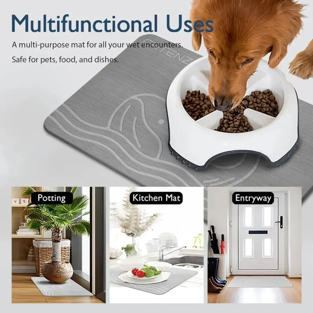 CHTENZY Stone Bath Mat, Diatomaceous Earth Bath Mat Non-Slip Absorbent Bath Ston